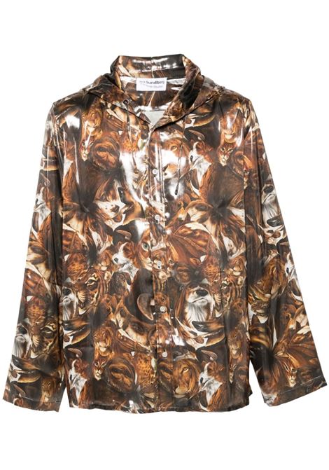 giacca con stampa laminata uomo multicolore in poliestere ACNE STUDIOS | B90758DCR